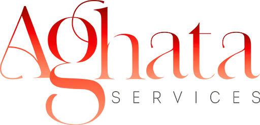 Aghata Painting Services logo with red and gray gradient design